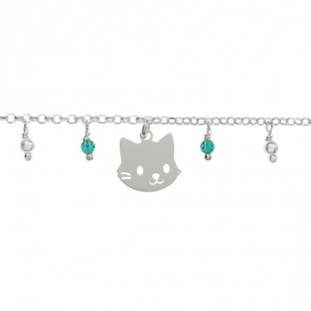 Pulsera con gato y abalorios mini Plata de Ley - Karissma