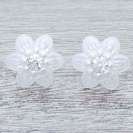 Pendientes flor perlada Plata de Ley 925