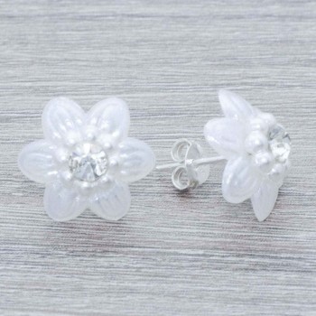 Pendientes flor perlada Plata de Ley 925 2