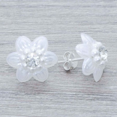 Pendientes flor perlada Plata de Ley 925