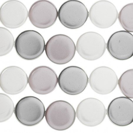 Tira 40 cm perlas plana color mix blanco - gris - malva - Karissma