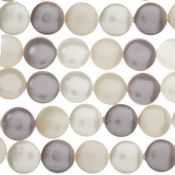 Tira 40 cm perlas plana color mix blanco - gris - malva - Karissma