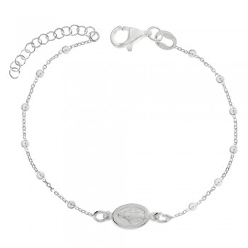 Pulsera de bolitas Virgen Milagrosa de Plata de Ley| Karissma
