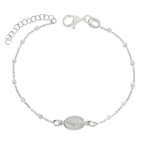 Pulsera de bolitas Virgen Milagrosa de Plata de Ley| Karissma