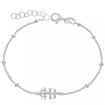 Pulsera cruz de Caravaca de bolitas Plata de Ley | Karissma