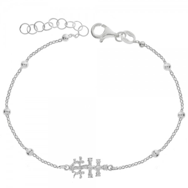 Pulsera cruz de Caravaca de bolitas Plata de Ley | Karissma