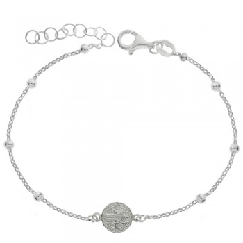 Pulsera de bolitas escapulario San Benito Plata de Ley | Karissma