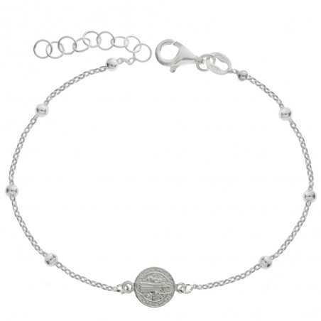 Pulsera de bolitas escapulario San Benito Plata de Ley | Karissma