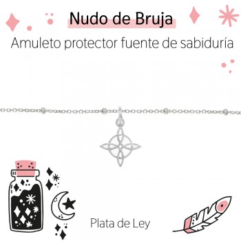 Tobillera de bolitas con nudo de bruja Plata de Ley | Karissma 2