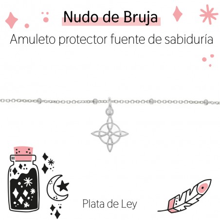 Tobillera de bolitas con nudo de bruja Plata de Ley | Karissma