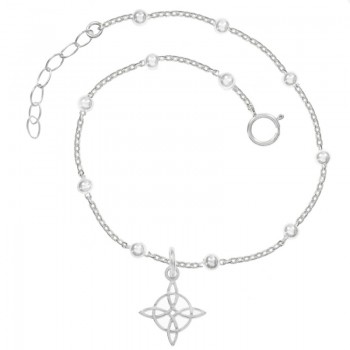 Tobillera de bolitas con nudo de bruja Plata de Ley | Karissma