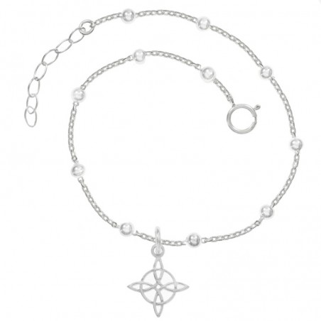 Tobillera de bolitas con nudo de bruja Plata de Ley | Karissma