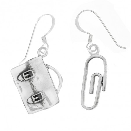 Pendientes cartera y clip cóctel Plata de Ley - Karissma