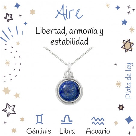 Collar lapislázuli horóscopo Aire Plata de Ley - Karissma