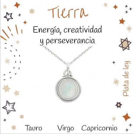 Collar piedra de luna horóscopo Tierra Plata de Ley - Karissma