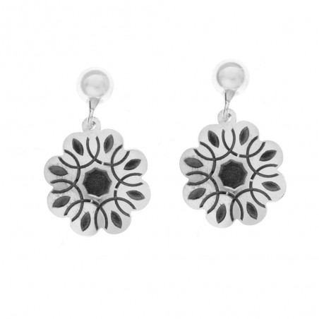 Pendientes flor mandala Plata de Ley - Karissma