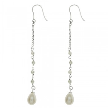 Pendientes largos con perlas Plata de Ley - Karissma