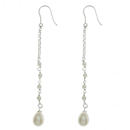 Pendientes largos con perlas Plata de Ley - Karissma