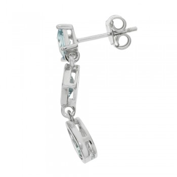 Pendientes largos circonitas color azul Plata de Ley - Karissma 2