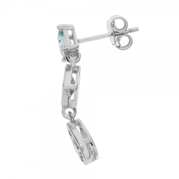 Pendientes largos circonitas color azul Plata de Ley - Karissma