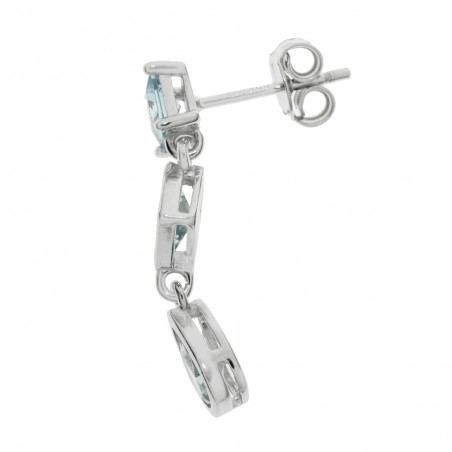 Pendientes largos circonitas color azul Plata de Ley - Karissma