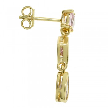 Pendientes largos circonitas color rosa Plata de Ley - Karissma 2