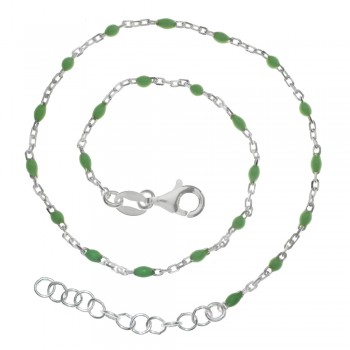 Tobillera esmalte verde Plata de Ley | Karissma