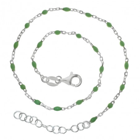 Tobillera esmalte verde Plata de Ley | Karissma
