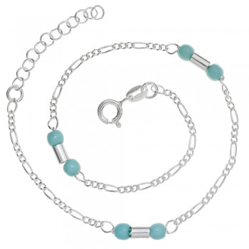 Tobillera bolitas azules Plata de Ley | Karissma