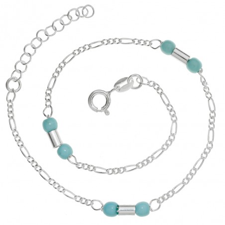 Tobillera bolitas azules Plata de Ley | Karissma