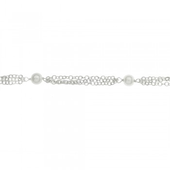 Pulsera triple vuelta con tres perlas Plata de Ley | Karissma 2