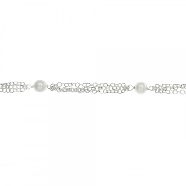 Pulsera triple vuelta con tres perlas Plata de Ley | Karissma