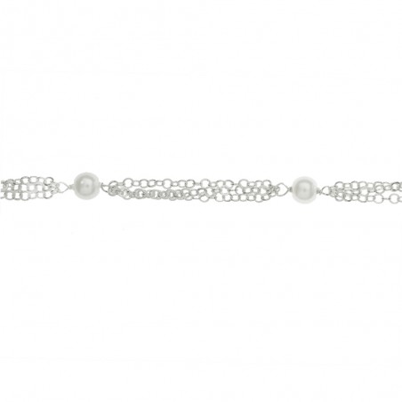 Pulsera triple vuelta con tres perlas Plata de Ley | Karissma