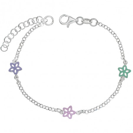 Pulsera roló flores esmaltadas Plata de Ley | Karissma