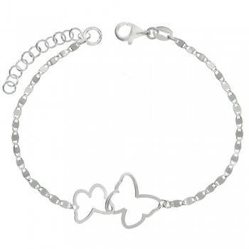 Pulsera cadena marinera Flat mariposas Plata de Ley | Karissma