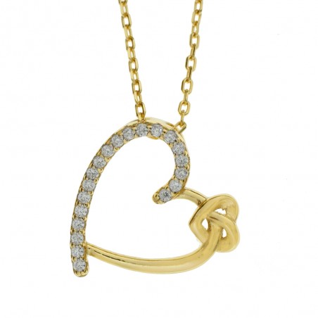 Collar corazón dorado con circonitas Plata de Ley | Karissma