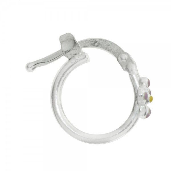 Aros cierre catalán con flor Plata de Ley - Karissma