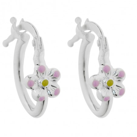 Aros cierre catalán con flor Plata de Ley - Karissma