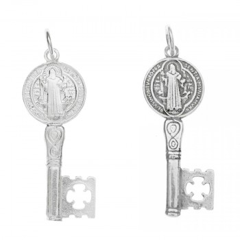 Colgante llave escapulario San Benito Plata de Ley - Karissma