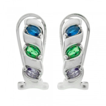 Pendientes circonitas cierre omega Plata de Ley - Karissma