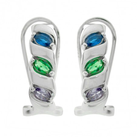 Pendientes circonitas cierre omega Plata de Ley - Karissma