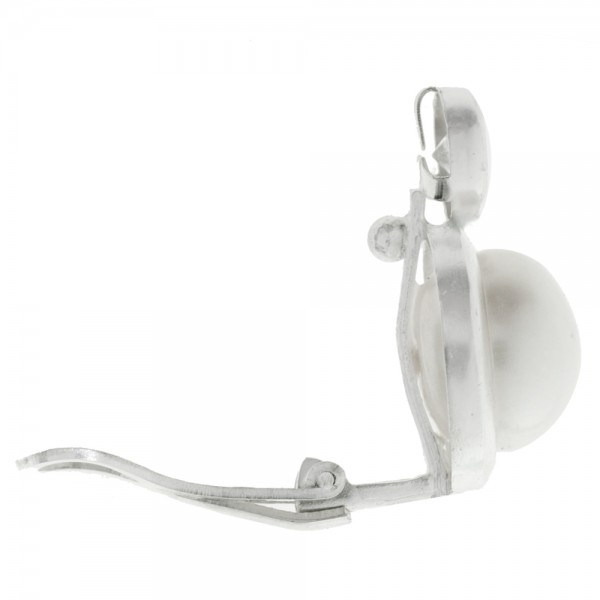 Pendientes clip con perla Plata de Ley - Karissma