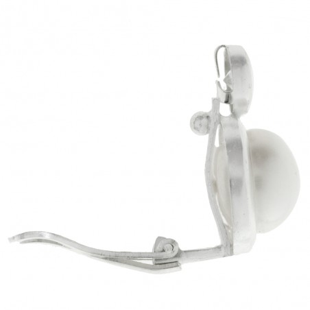 Pendientes clip con perla Plata de Ley - Karissma