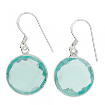 Pendientes redondos aguamarina Plata de Ley - Karissma