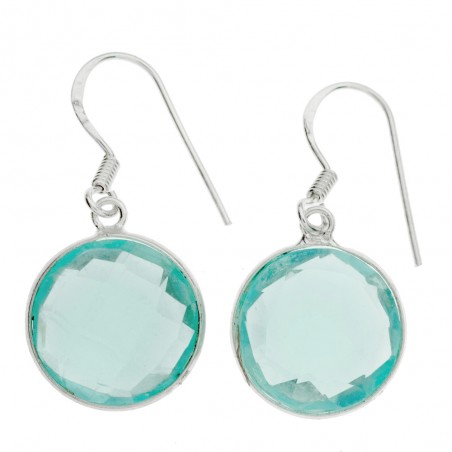 Pendientes redondos aguamarina Plata de Ley - Karissma