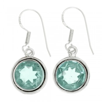 Pendientes redondos aguamarina Plata de Ley - Karissma