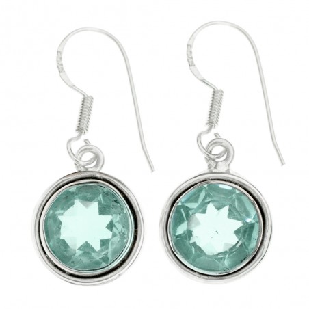 Pendientes redondos aguamarina Plata de Ley - Karissma