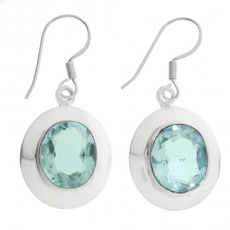 Pendientes óvalo aguamarina Plata de Ley - Karissma