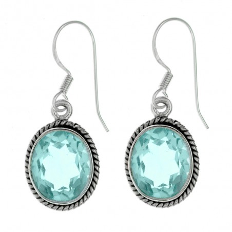 Pendientes óvalo aguamarina Plata de Ley - Karissma