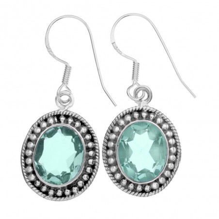 Pendientes óvalo aguamarina Plata de Ley - Karissma